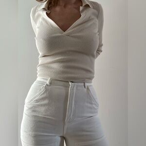 Aritzia Le Fou Iven Utility High-Waisted Pant | White | Size 8